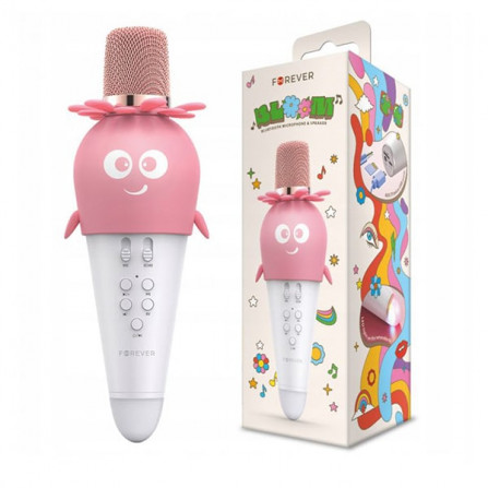 prix MICROPHONE BLUETOOTH KARAOKÉ FOREVER AMS-200 AVEC HAUT-PARLEUR ROSE