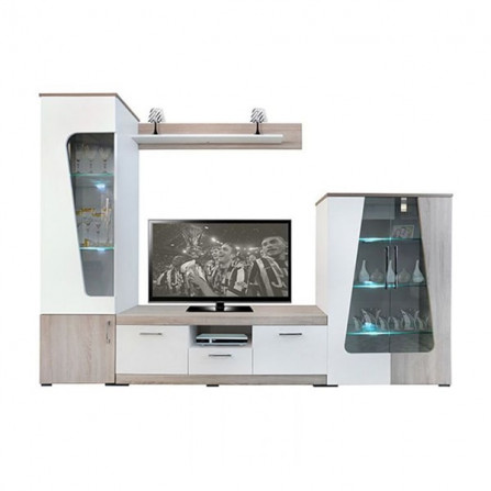 prix MEUBLE TV LIVING NEVADA CHÊNE BRUT & BLANC