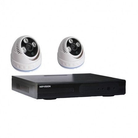 KIT DVR AHD 4 CANAUX + 2 CAMÉRAS MIPVISION INTERNES 1MP Tunisie