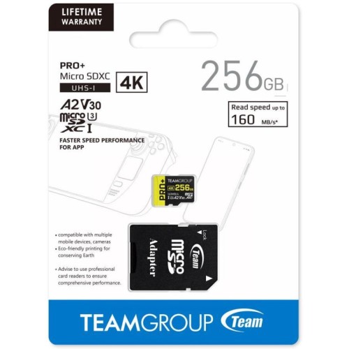 CARTE MÉMOIRE TEAMGROUP A2 PRO PLUS CARD 256GB MICRO SDXC UHS-I U3 A2 TEAMGROUP - 1 - tunisie
